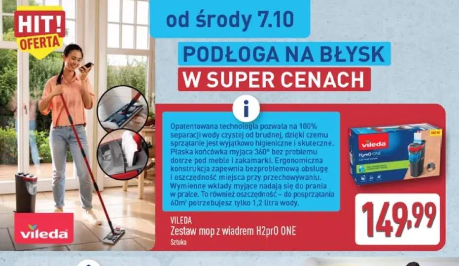 Zestaw mop z wiadrem H2prO ONE Vileda