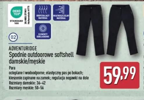 Spodnie outdoorowe softshell damskie/męskie Adventuridge