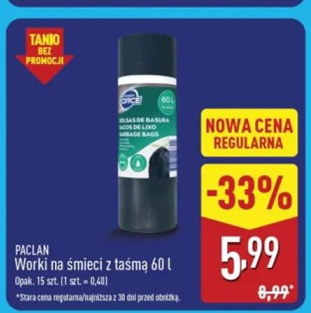 Worki na śmieci z taśmą 60 l Paclan