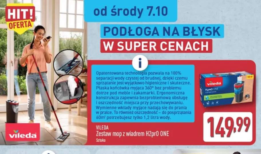 Zestaw mop z wiadrem H2prO ONE Vileda