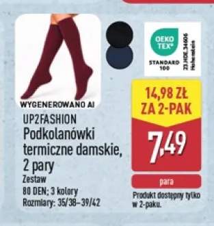 Podkolanówki termiczne damskie 2-pak UP2Fashion