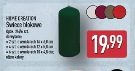Świece blokowe 2-pak 16x6,8 cm Home Creation +2 warianty
