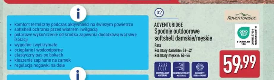 Spodnie outdoorowe softshell damskie Adventuridge +1 wariant