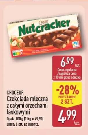 Czekolada mleczna z całymi orzechami laskowymi Choceur