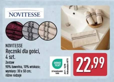 Ręczniki dla gości 4-pak 30x50 cm Novitesse