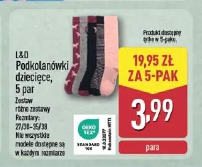 Podkolanówki dziecięce 5-pak L & D