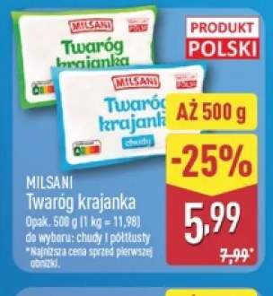 Twaróg krajanka chudy Milsani +1 wariant
