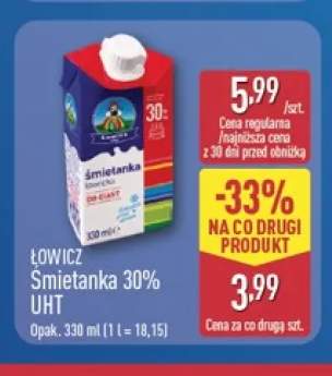 Śmietanka UHT Łowicz 30%