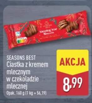 Ciastka z kremem mlecznym w czekoladzie mlecznej Seasons Best