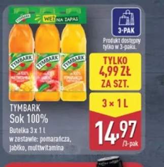 Sok w zestawie pomarańcza jabłko multiwitamina Tymbark 3-pak 100%