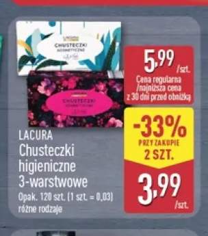 Chusteczki higieniczne 3-warstwowe Lacura