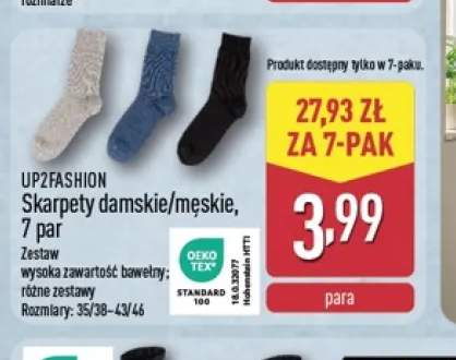 Skarpety damskie/męskie 7-pak Up2fashion