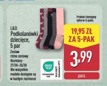 Podkolanówki dziecięce 5-pak L & D