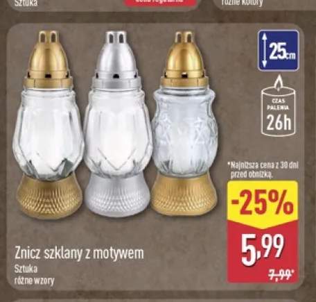 Znicz szklany z motywem