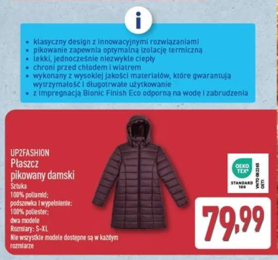 Płaszcz pikowany damski Up2fashion