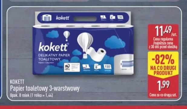Papier toaletowy 3-warstwowy 8-pak Kokett