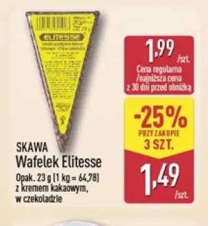 Wafelek Elitesse z kremem kakaowym w czekoladzie Skawa