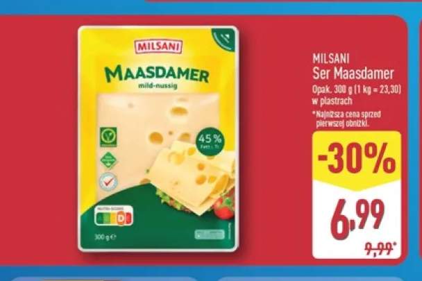 Ser Maasdamer w plastrach Milsani
