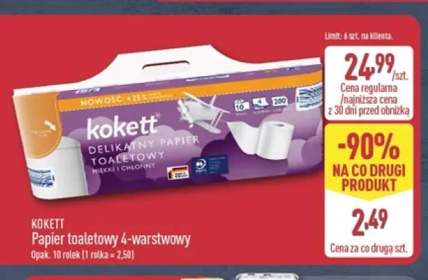 Papier toaletowy 4-warstwowy Kokett 10-pak