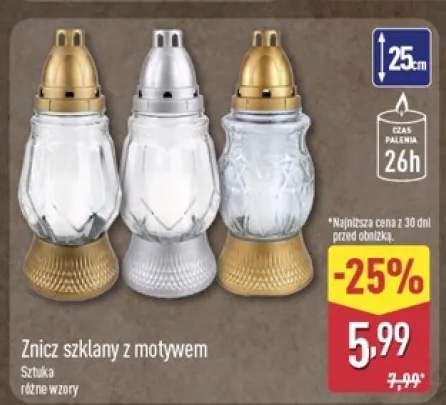 Znicz szklany z motywem