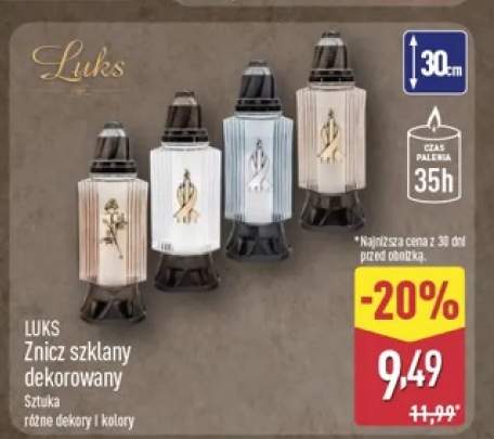 Znicz szklany dekorowany Luks