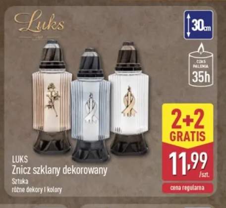 Znicz szklany dekorowany Luks