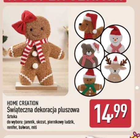 Świąteczna dekoracja pluszowa jamnik Home Creation +5 wariantów