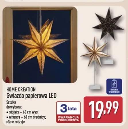 Gwiazda papierowa LED stojąca 60 cm Home Creation +1 wariant
