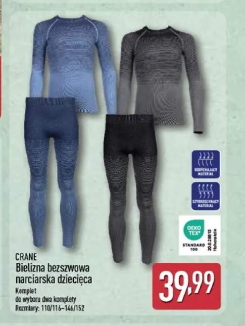 Bielizna bezszwowa narciarska dziecięca Crane