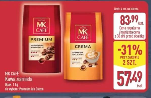 Kawa ziarnista MK Café Crema +1 wariant