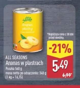 Ananas w puszce w plastrach All Seasons