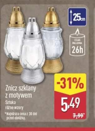 Znicz szklany z motywem