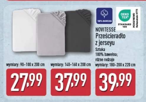 Prześcieradło z jerseyu Novitesse 90-100x200 cm +2 warianty