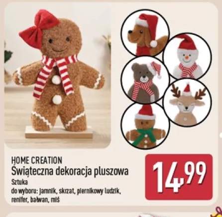 Świąteczna dekoracja pluszowa jamnik Home Creation +5 wariantów