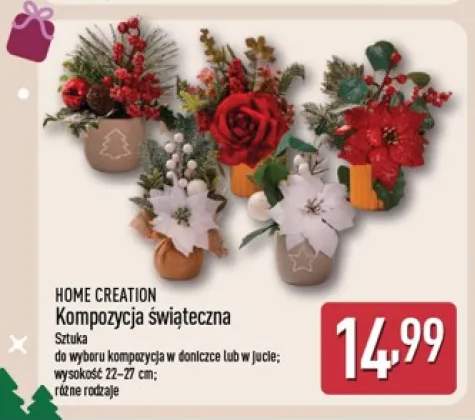 Kompozycja świąteczna w jucie Home Creation +1 wariant