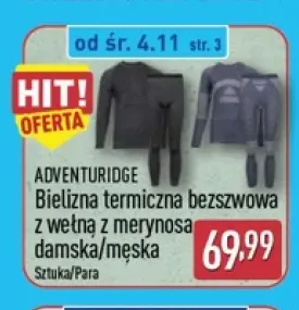 Bielizna termiczna bezszwowa z wełną z merynosa damska Adventuridge +1 wariant