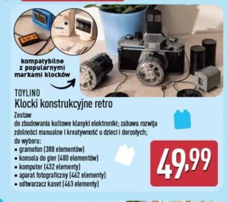 Klocki konstrukcyjne retro konsola do gier Toylino +4 warianty