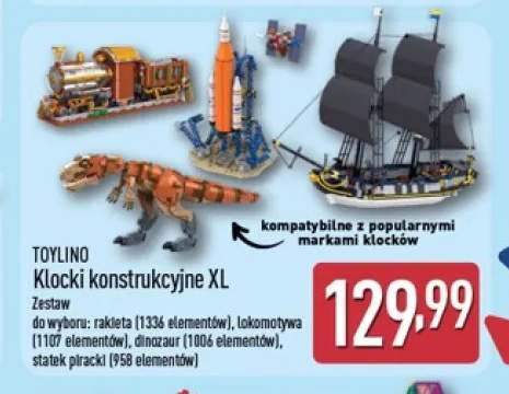 Klocki konstrukcyjne XL rakieta Toylino +3 warianty