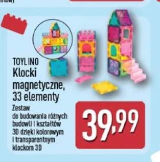 Klocki magnetyczne 33 elementy Toylino