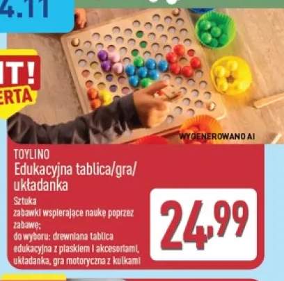 Drewniana tablica edukacyjna z piaskiem i akcesoriami Toylino +2 warianty
