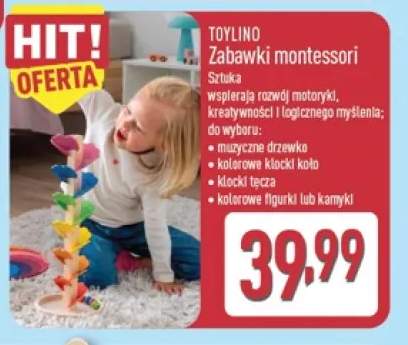 Zabawki montessori kolorowe klocki koło Toylino +4 warianty