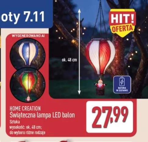 Świąteczna lampa LED balon Home Creation