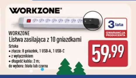 Listwa zasilająca z 10 gniazdkami Workzone