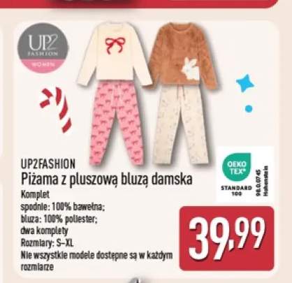 Piżama z pluszową bluzą damska UP2FASHION