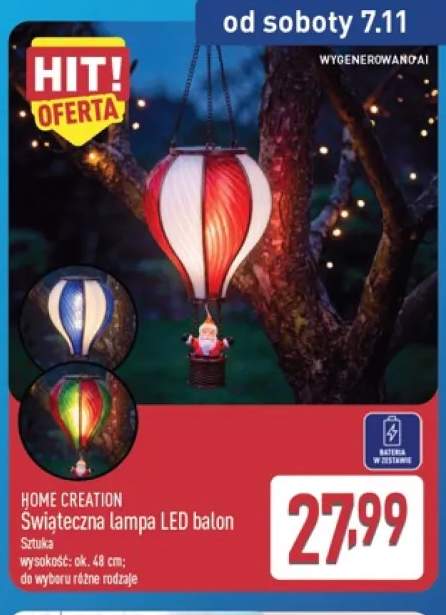 Świąteczna lampa LED balon Home Creation