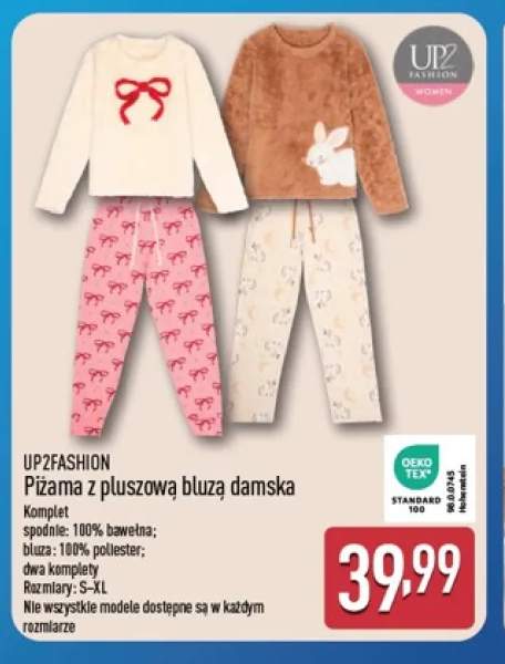 Piżama z pluszową bluzą damska Up2fashion