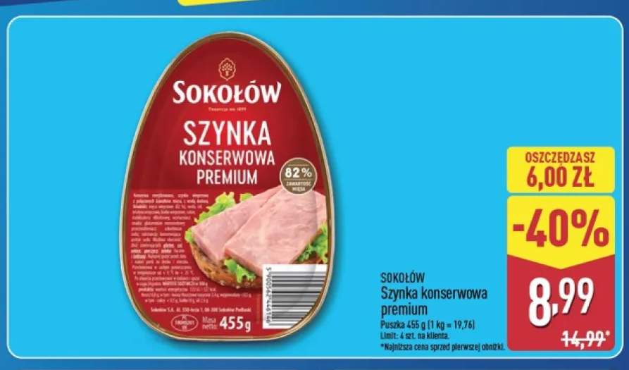 Szynka konserwowa premium Sokołów
