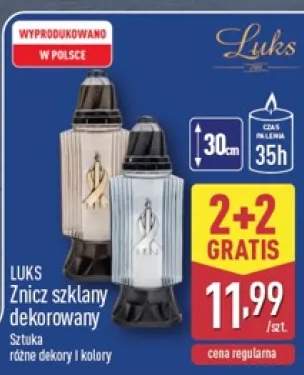 Znicz szklany dekorowany Luks
