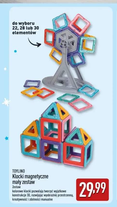 Klocki magnetyczne mały zestaw 22 elementy Toylino +2 warianty