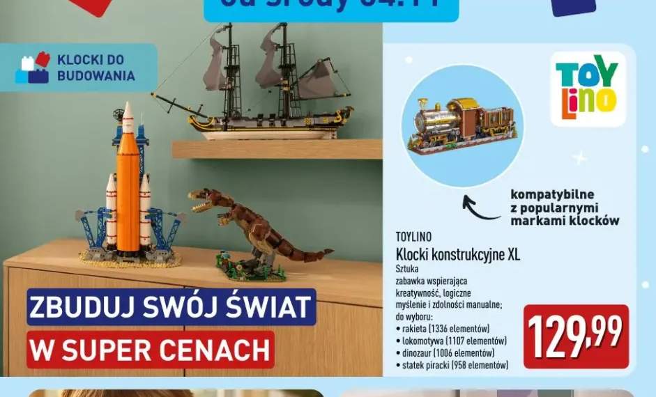 Klocki konstrukcyjne XL rakieta Toylino +3 warianty